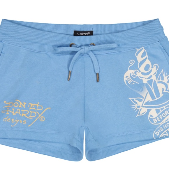 NWOT FLOWER SKULLS SWEATSHORT By Ed Hardy - Picture 4 of 7